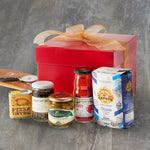 Pizza making hamper with Caputo flour, olives, yeast and passata.