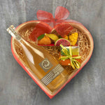Italian Wooden heart shaped box pamper Hamper with Prosecco and sweet treats